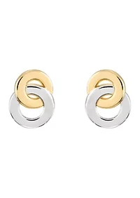 Interlock Circle Stud Earrings in 10K Two-Tone Gold