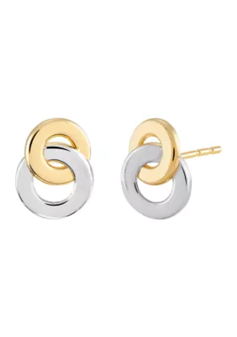 Interlock Circle Stud Earrings in 10K Two-Tone Gold