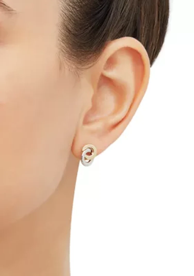 Interlock Circle Stud Earrings in 10K Two-Tone Gold