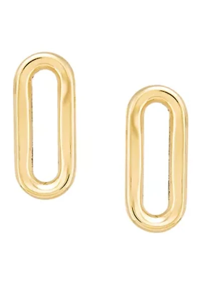 Small Paperclip Stud Earrings in 10K Yellow Gold