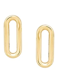 Small Paperclip Stud Earrings in 10K Yellow Gold