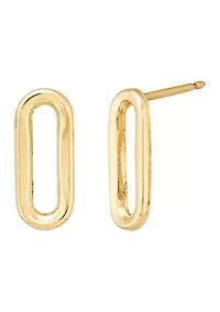 Small Paperclip Stud Earrings in 10K Yellow Gold