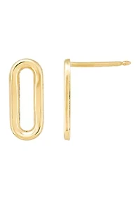 Small Paperclip Stud Earrings in 10K Yellow Gold