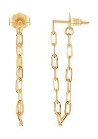 Paperclip Chain Earrings in 10K Yellow Gold