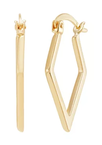 Diamond Shape Tube Hoop Earrings in 10K Yellow Gold