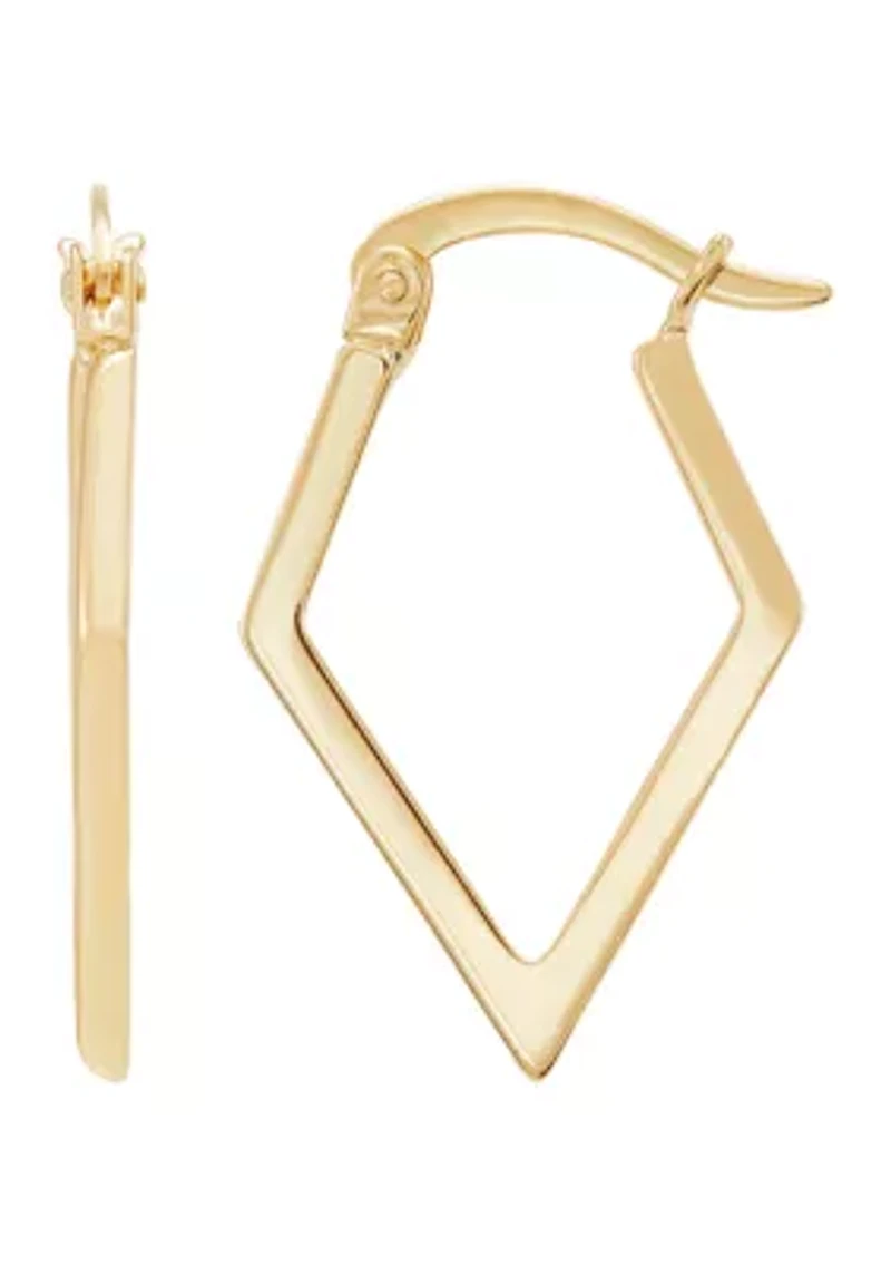 Diamond Shape Tube Hoop Earrings in 10K Yellow Gold