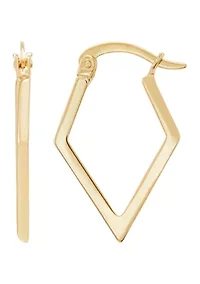 Diamond Shape Tube Hoop Earrings in 10K Yellow Gold