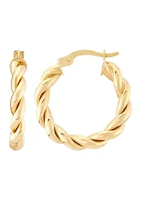 Braid Round Hoop Earrings in 10K Yellow Gold