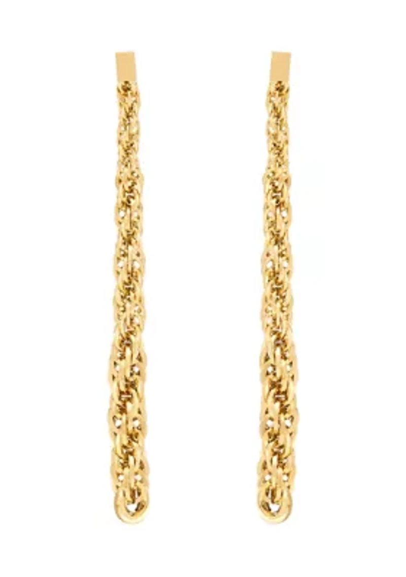 Hollow Infinity Rope Drop Earrings in 10K Yellow Gold