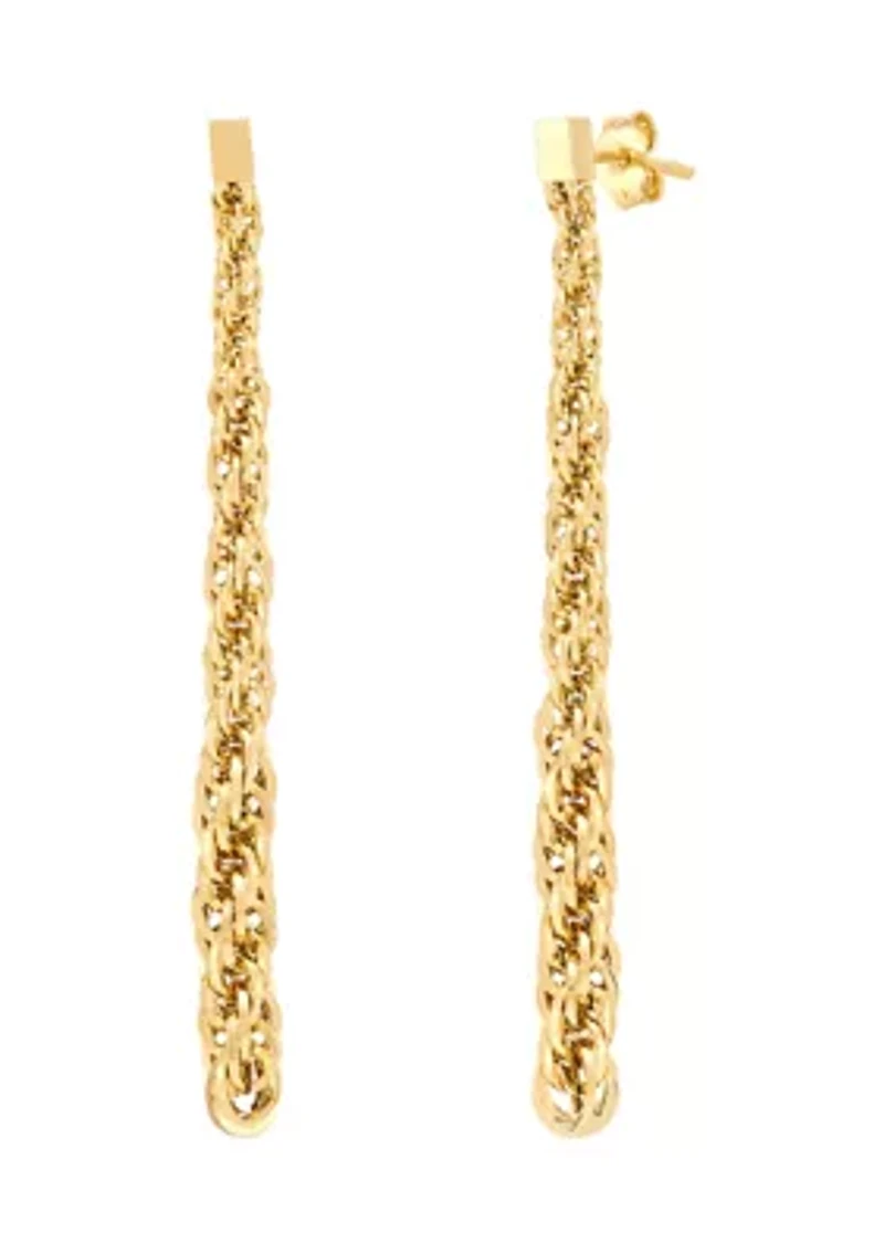 Hollow Infinity Rope Drop Earrings in 10K Yellow Gold
