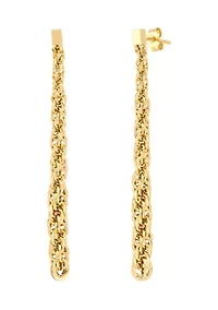 Hollow Infinity Rope Drop Earrings in 10K Yellow Gold