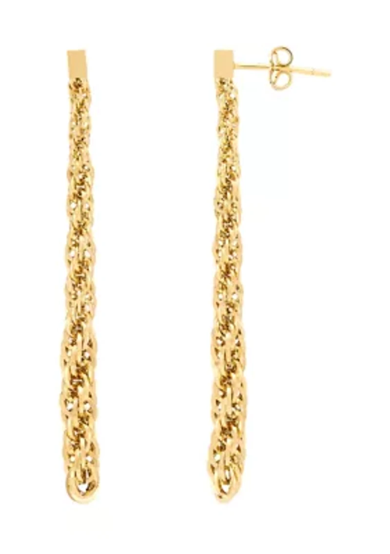Hollow Infinity Rope Drop Earrings in 10K Yellow Gold
