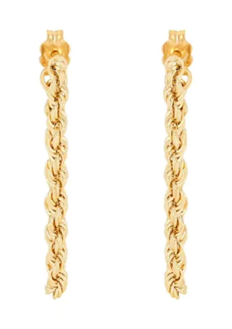 Hollow Rope Front to Back Chain Link Earrings in 10K Yellow Gold