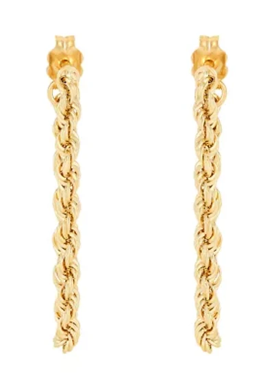 Hollow Rope Front to Back Chain Link Earrings in 10K Yellow Gold