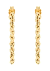 Hollow Rope Front to Back Chain Link Earrings in 10K Yellow Gold