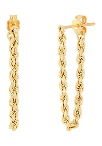 Hollow Rope Front to Back Chain Link Earrings in 10K Yellow Gold