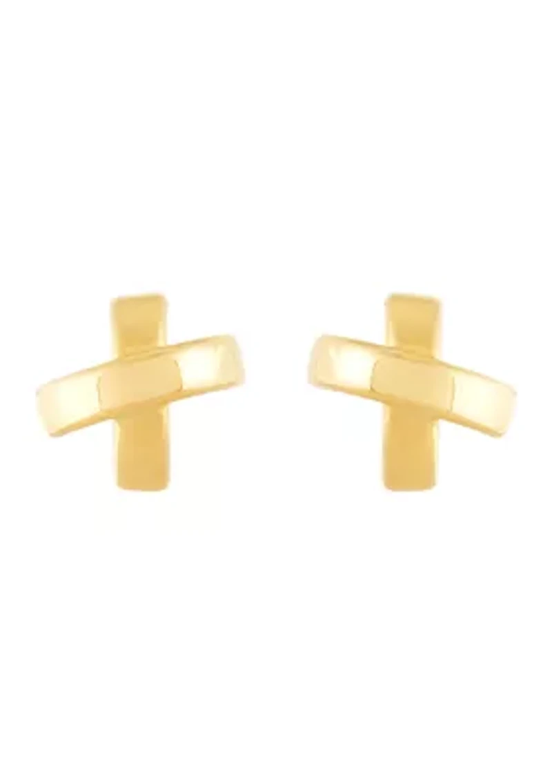 X Stud Earrings in 10K Yellow Gold
