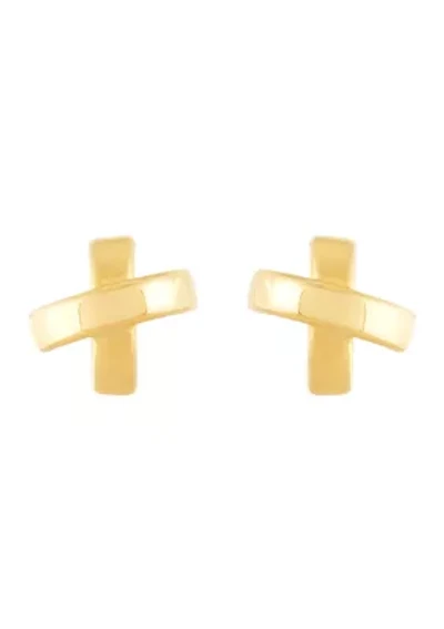 X Stud Earrings in 10K Yellow Gold