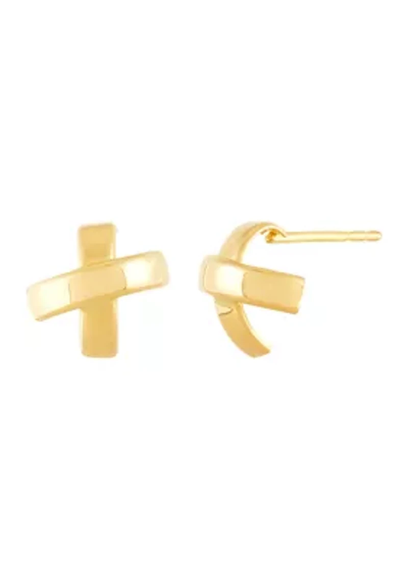X Stud Earrings in 10K Yellow Gold