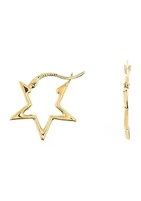 Star Shape Hoop Earrings in 10K Yellow Gold