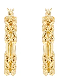 2 Row Hollow Square Milano Hoop Earrings in 10K Yellow Gold