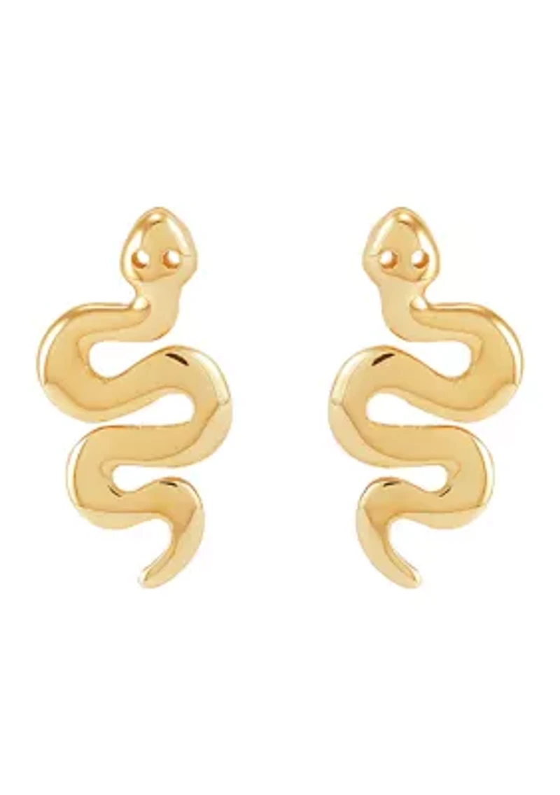 Snake Stud Earring in 10K Yellow Gold