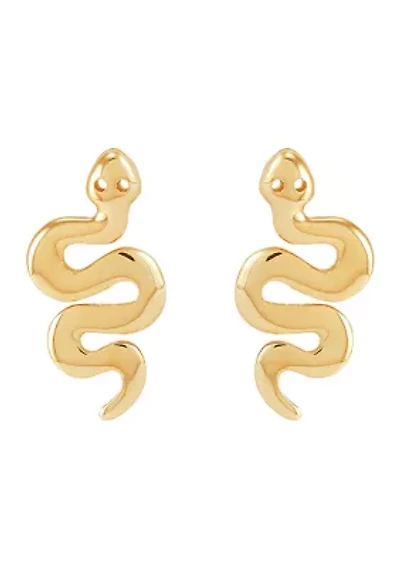 Snake Stud Earring in 10K Yellow Gold