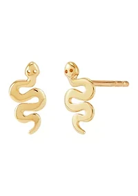 Snake Stud Earring in 10K Yellow Gold