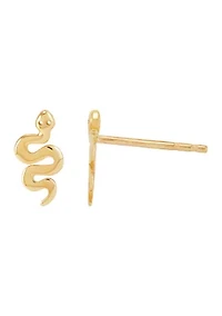 Snake Stud Earring in 10K Yellow Gold