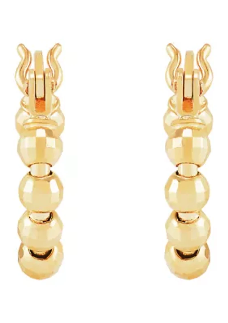 12 Millimeter Bead Hoop Earrings in 10K Yellow Gold
