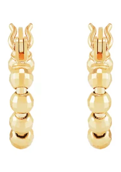12 Millimeter Bead Hoop Earrings in 10K Yellow Gold