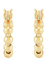 12 Millimeter Bead Hoop Earrings in 10K Yellow Gold
