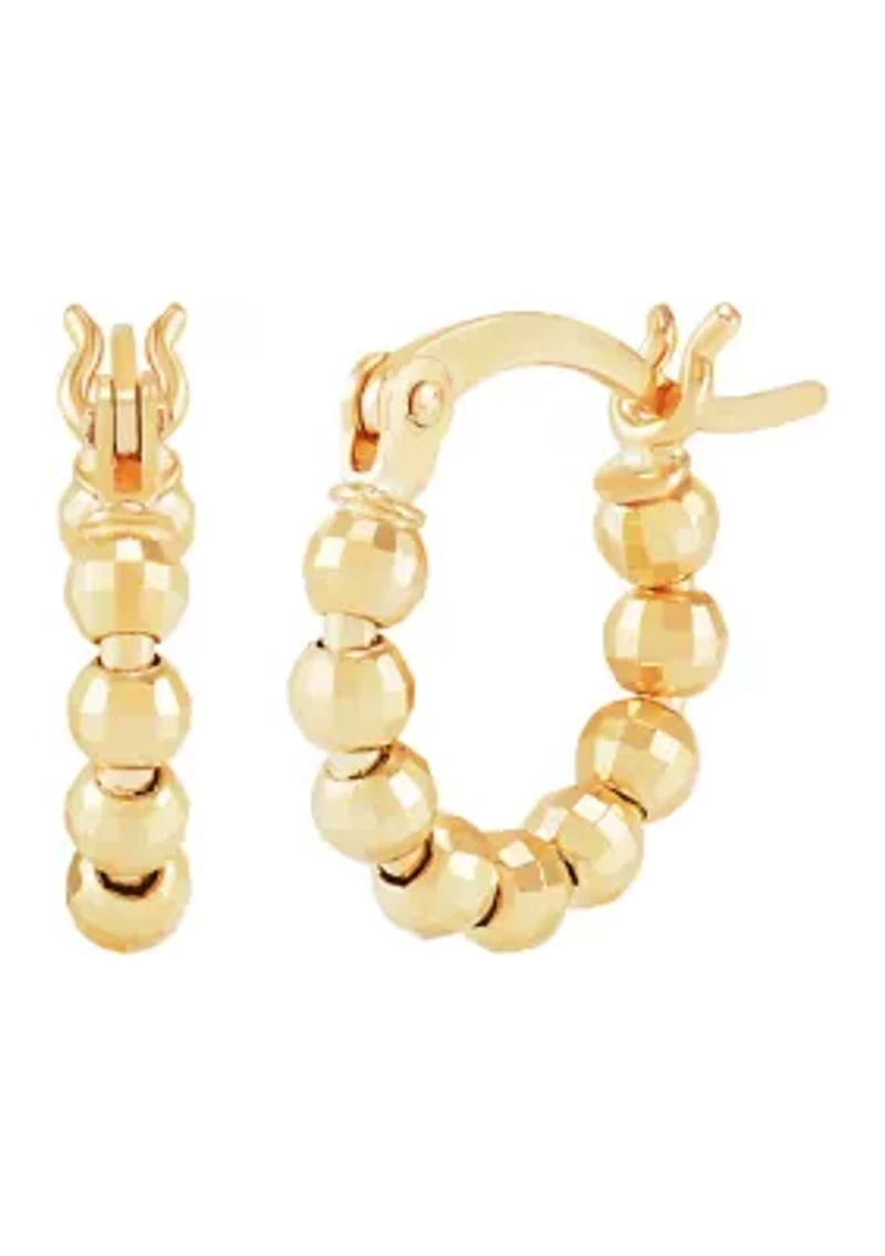 12 Millimeter Bead Hoop Earrings in 10K Yellow Gold