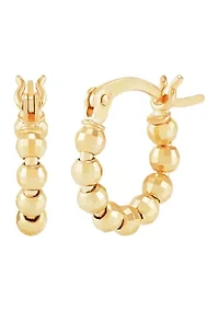 12 Millimeter Bead Hoop Earrings in 10K Yellow Gold