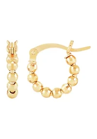 12 Millimeter Bead Hoop Earrings in 10K Yellow Gold