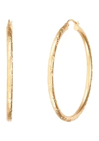 Chevron Cut Tube Hoop Earrings in 10K Yellow Gold
