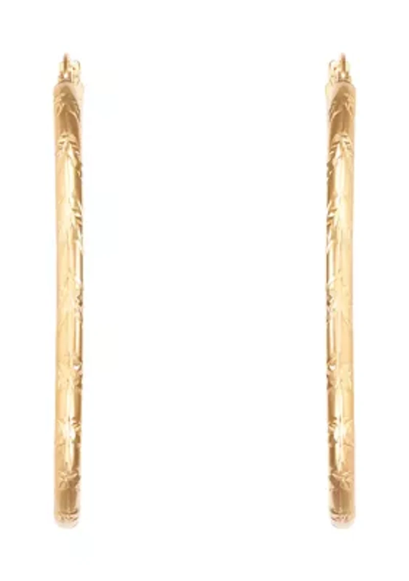 Chevron Cut Tube Hoop Earrings in 10K Yellow Gold