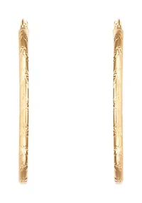 Chevron Cut Tube Hoop Earrings in 10K Yellow Gold