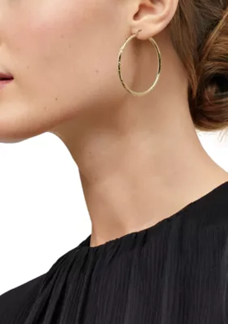 Chevron Cut Tube Hoop Earrings in 10K Yellow Gold