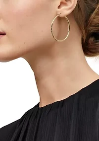 Chevron Cut Tube Hoop Earrings in 10K Yellow Gold
