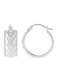 Diamond Shape Flex Hoop Earrings in 10K White Gold