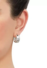 Diamond Shape Flex Hoop Earrings in 10K White Gold