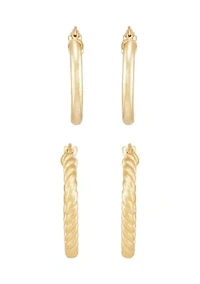 Tube Hoop Earrings Set in 10K Yellow Gold
