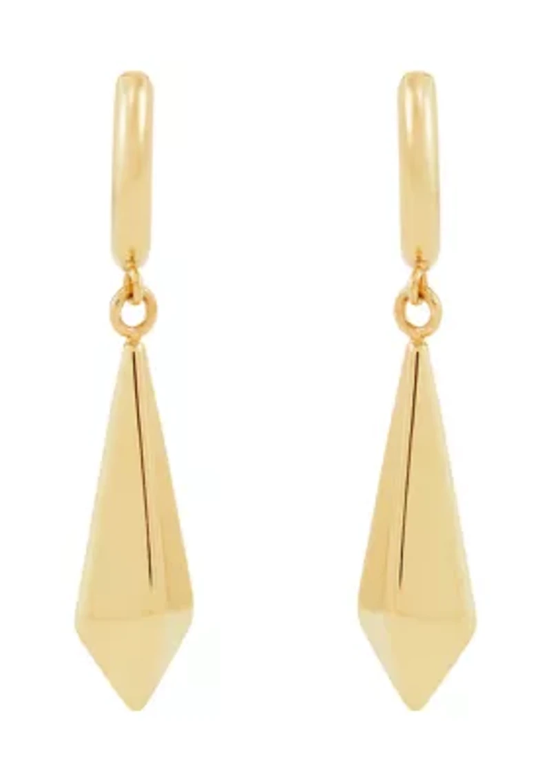 Teardrop Huggie Hoop Earrings in 10K Yellow Gold