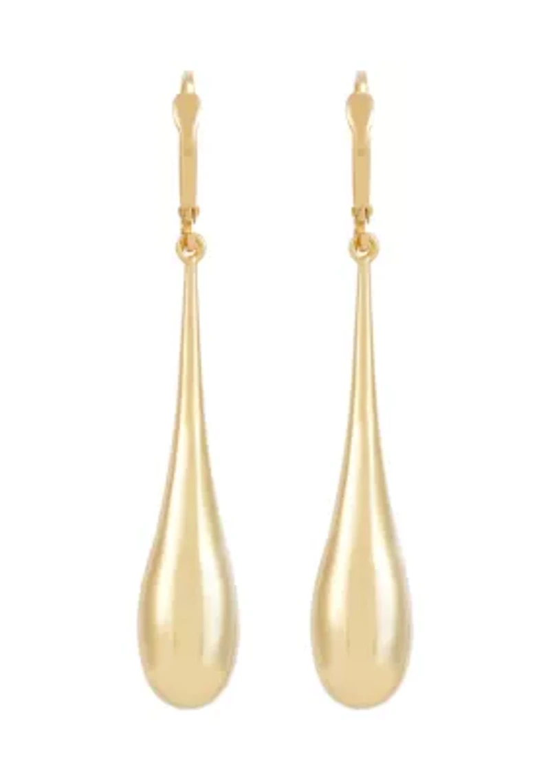 Long Tear Drop Dangle Earrings in 10K Yellow Gold
