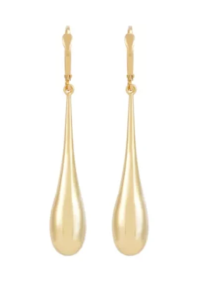 Long Tear Drop Dangle Earrings in 10K Yellow Gold