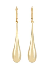 Long Tear Drop Dangle Earrings in 10K Yellow Gold