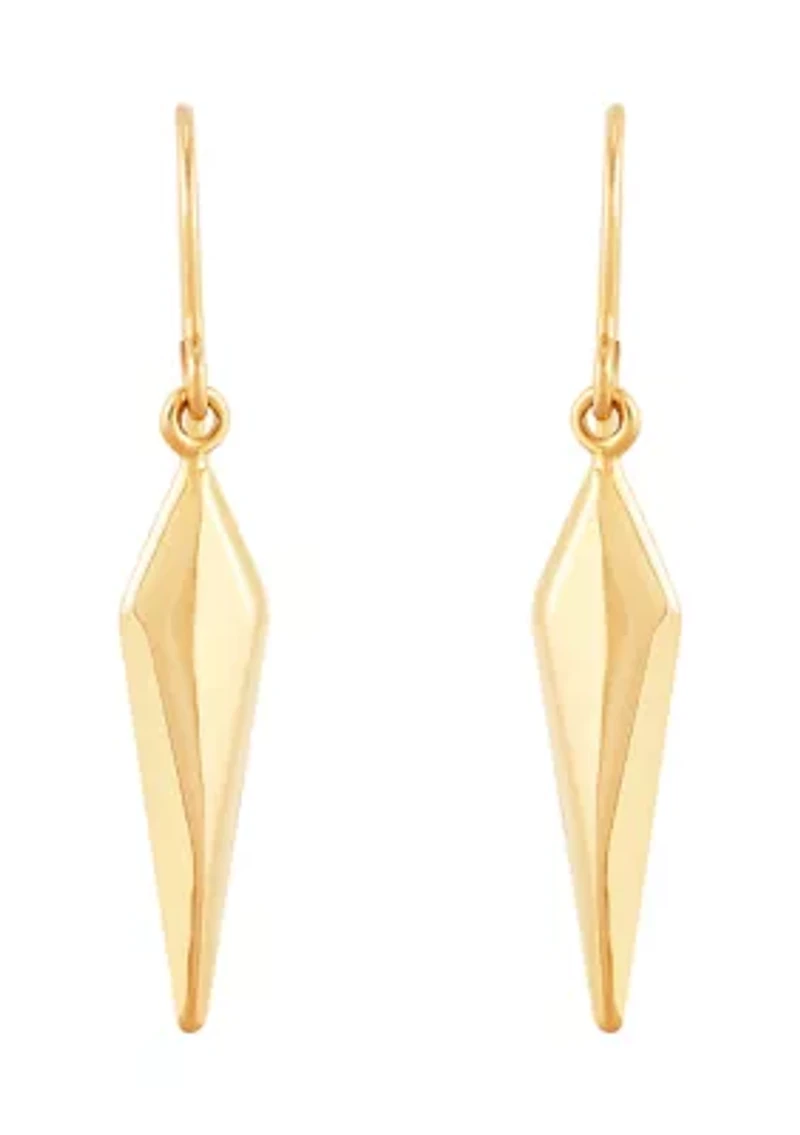 Long Rhombus Dangle Earrings in 10K Yellow Gold