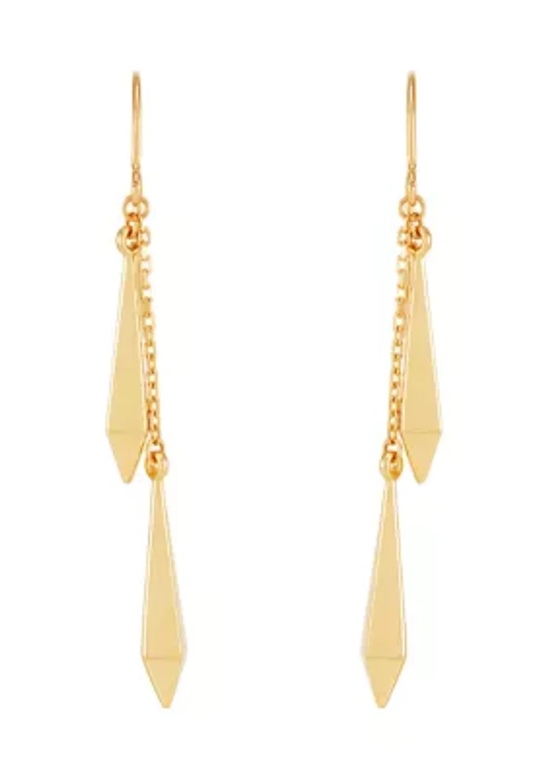 Double Long Rhombus Dangle Earrings in 10K Yellow Gold