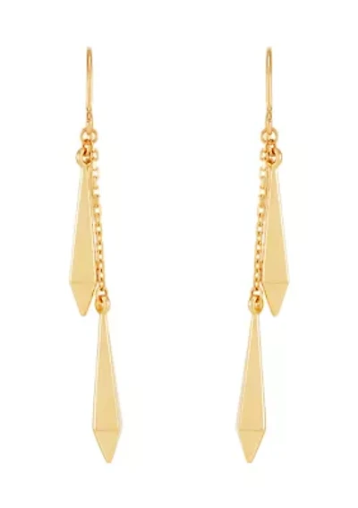 Double Long Rhombus Dangle Earrings in 10K Yellow Gold